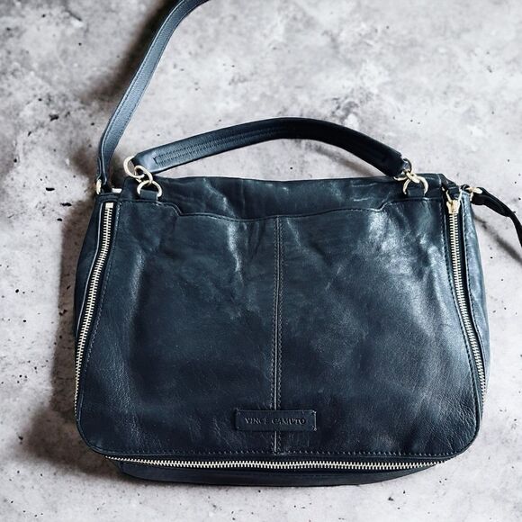 Vince Camuto Delos Genuine Leather Messenger Crossbody Bag Black - Picture 5 of 13